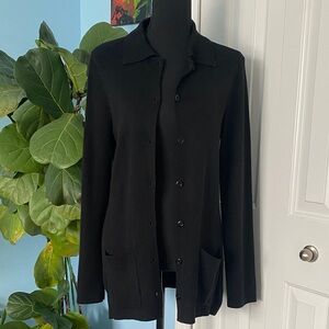 Liz Claiborne Small Women's Black Knit Button Down Long Cardigan Sweater